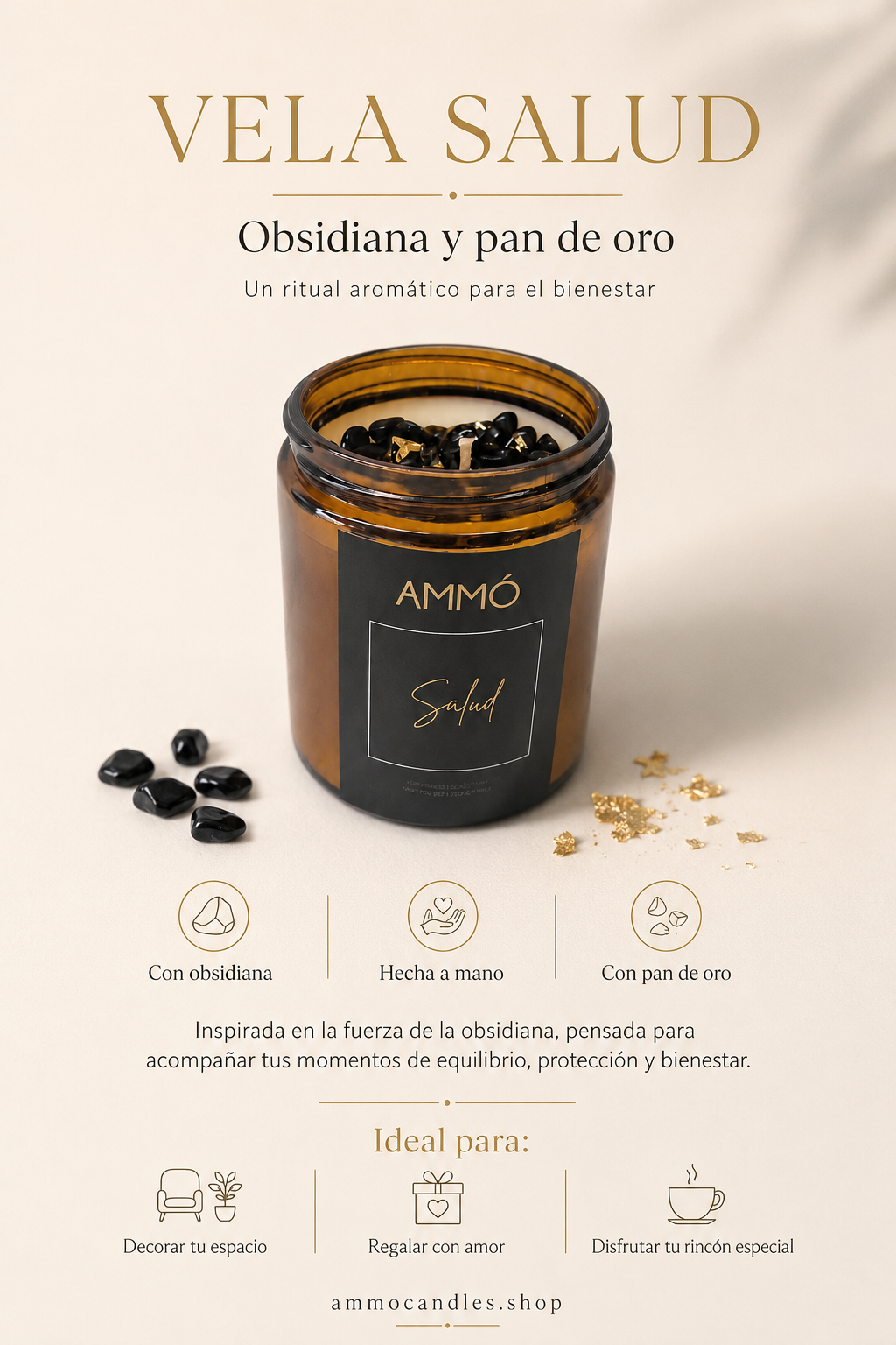 Kit Velas Energía AMMO · Amor, Fortuna, Purifica y Salud | 1520G