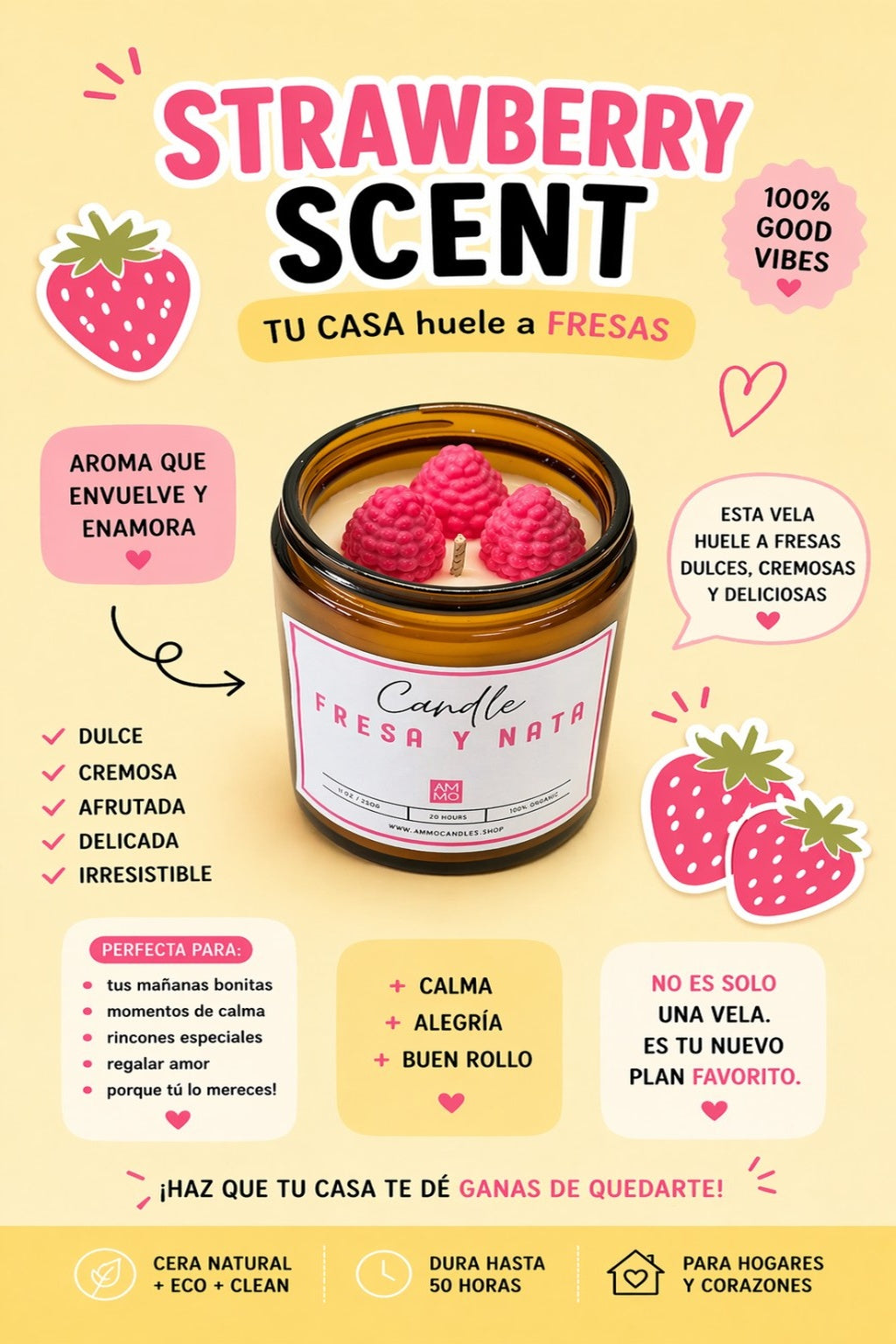 Vela aroma FRESA Y NATA