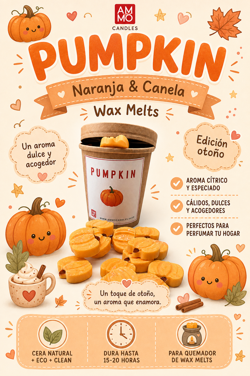 WAX MELTS PUMKIN Naranja y Canela | 100g