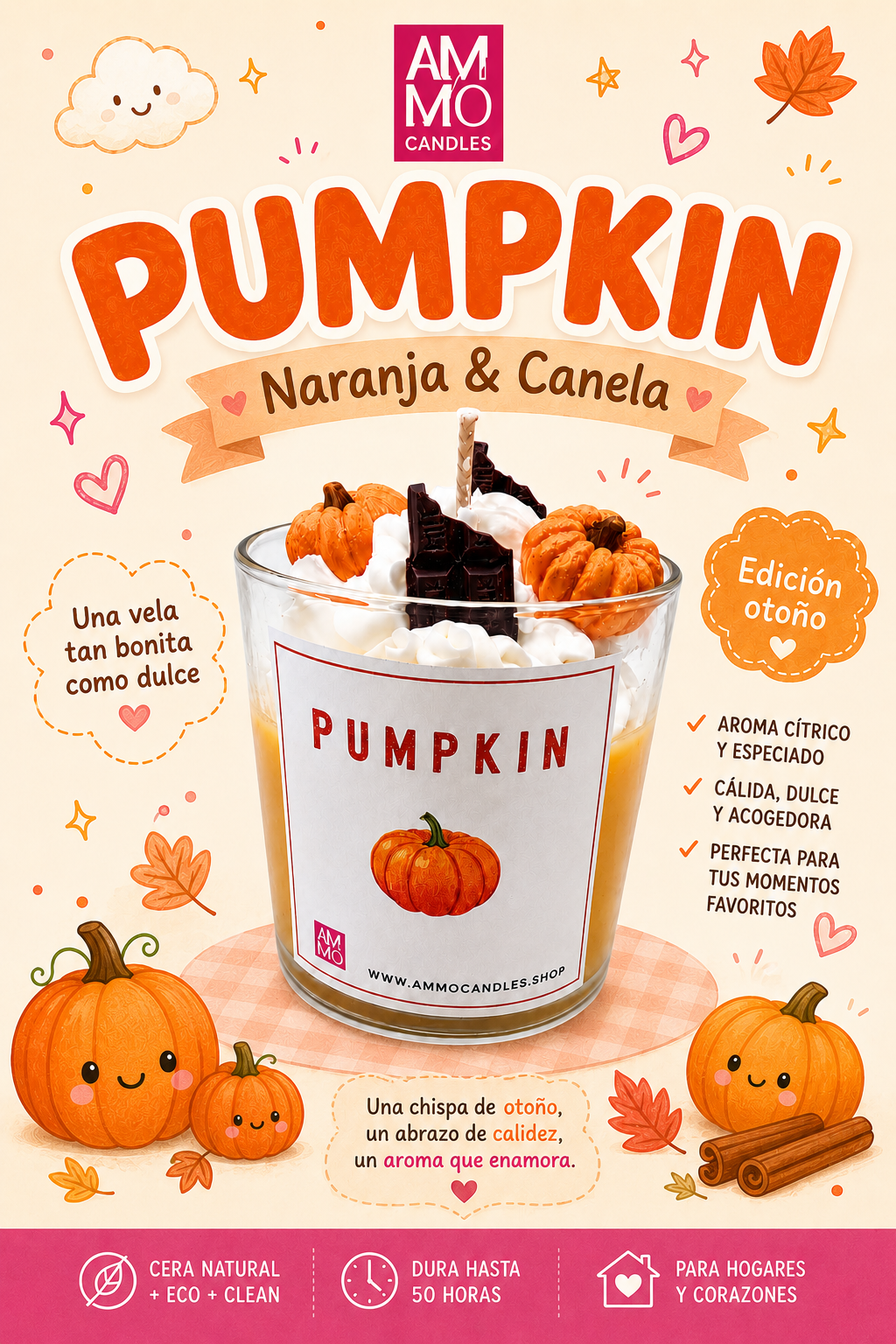 Vela PUMKIN aroma naranja y canela | 260g