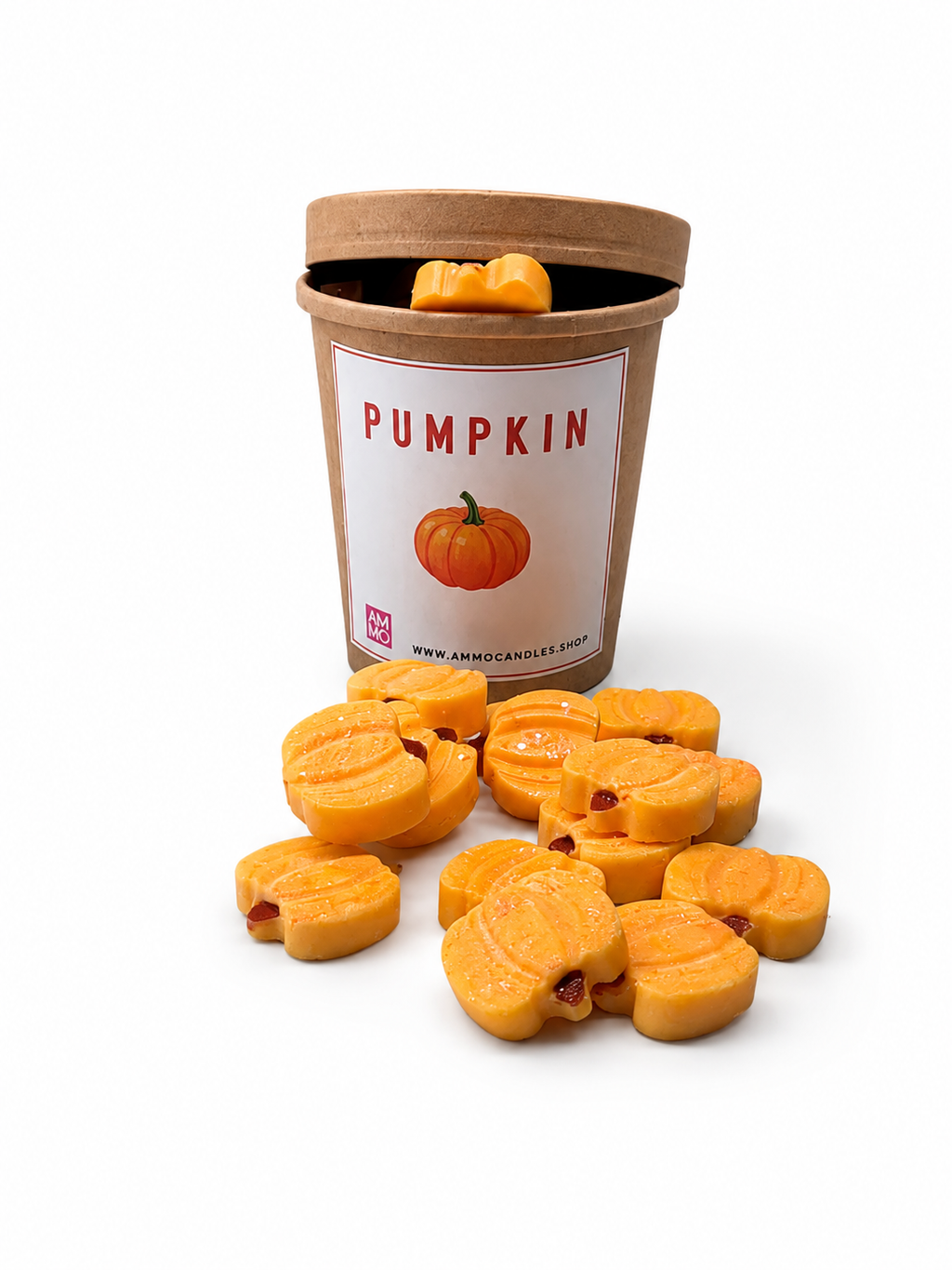 Wax melts artesanales Pumpkin con aroma a naranja y canela en forma de calabazas.